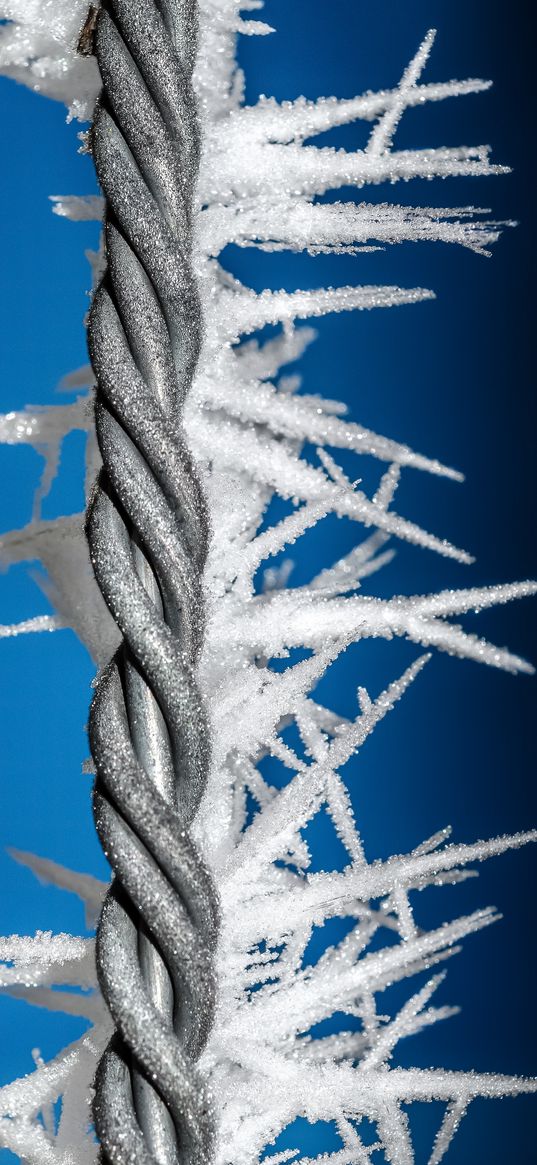 frost, rope, blue, steel, white