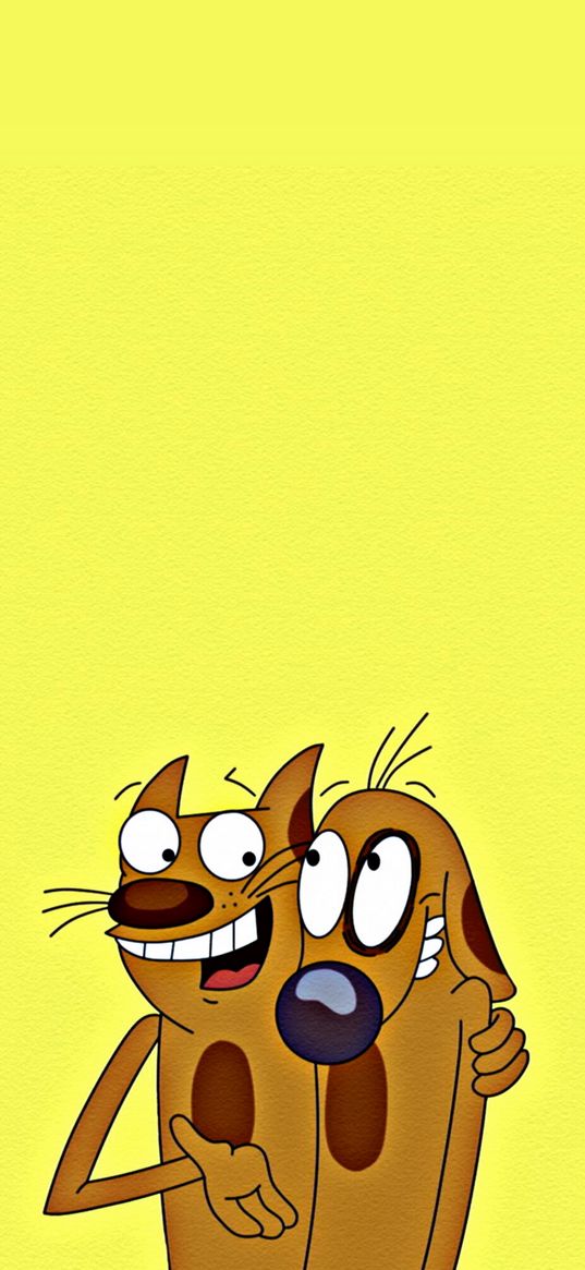 catdog, cartoon, cat, dog, yellow