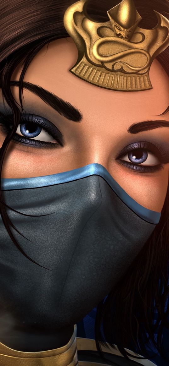 mortal kombat, kitana, girl, fight, blue eyes