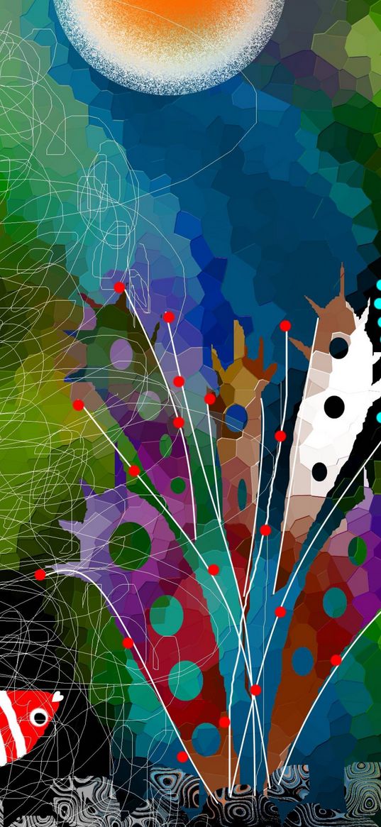 abstraction, fish, algae, under water, art, drawing