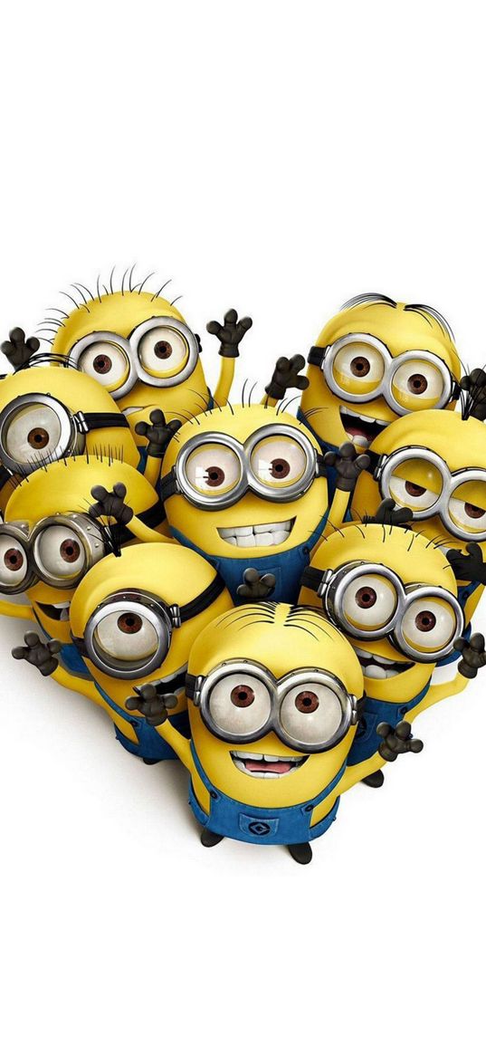 minions, despicable me, heart, waving