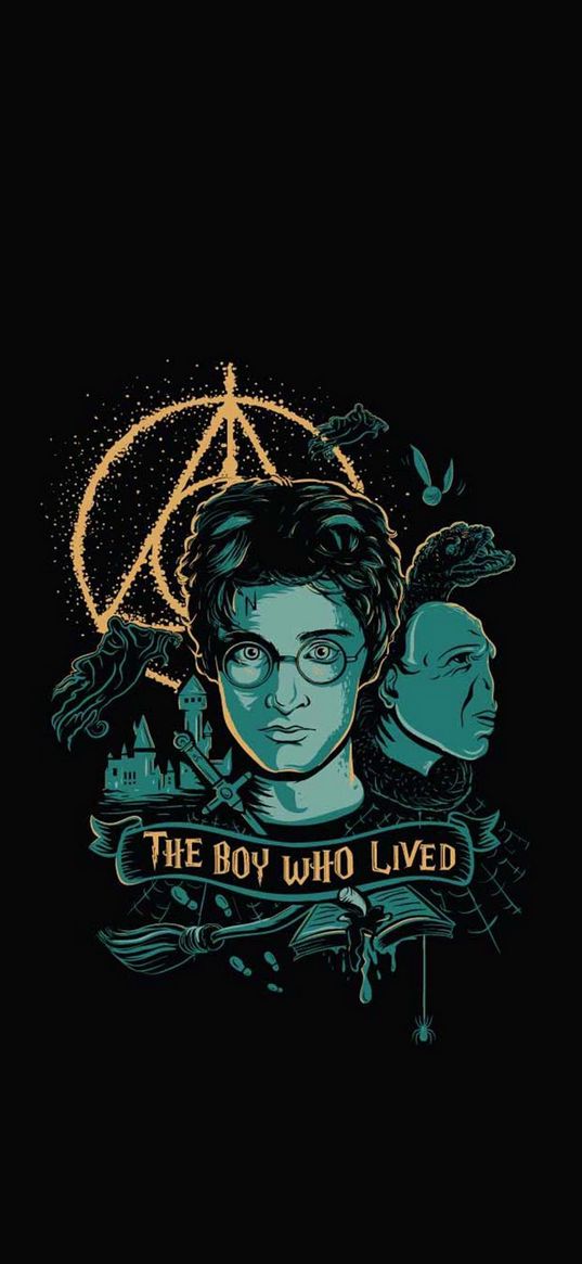 harry potter, hp, voldemort, deathly hallows, glasses, mark, boy who lived, movie, book, art