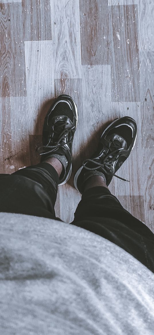 sneakers, black, legs