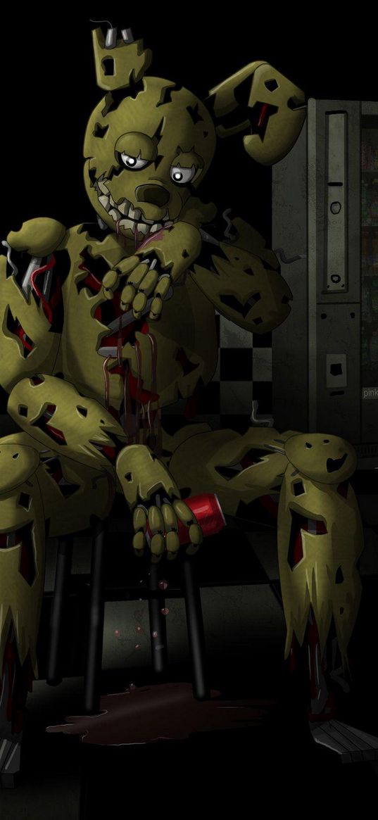 fnaf, springtrap, game, black