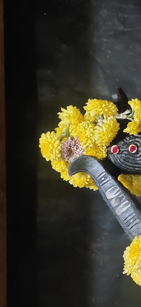 statue, india, flowers