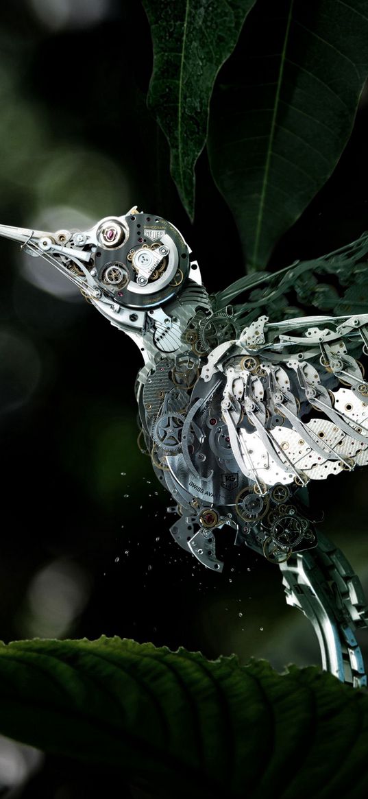 bird, technology, mechanism, green, metal