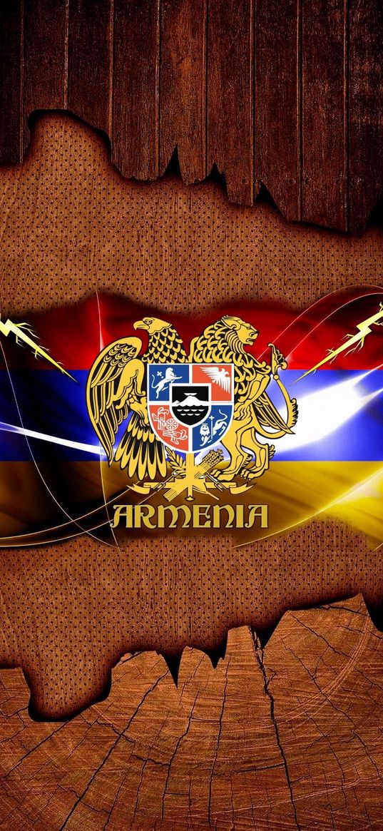 coat of arms, flag, armenia, wood