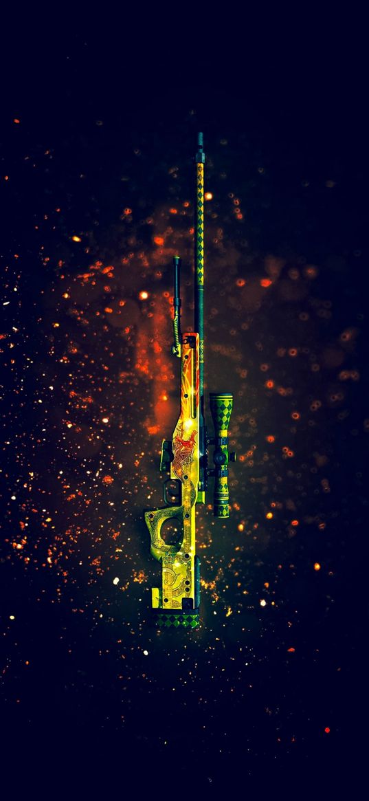 counter strike, cs, games, awp, dragon lore, skin, weapon, rifle, yellow, rainbow, colorful