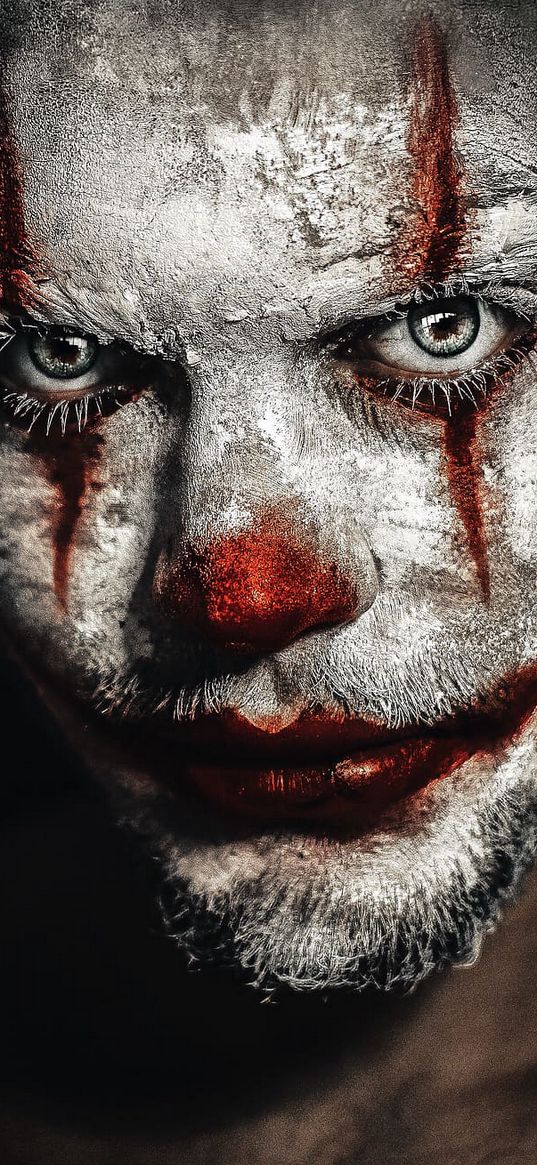 it, make-up, clown, monster, scary, frightening, glance, stephen king