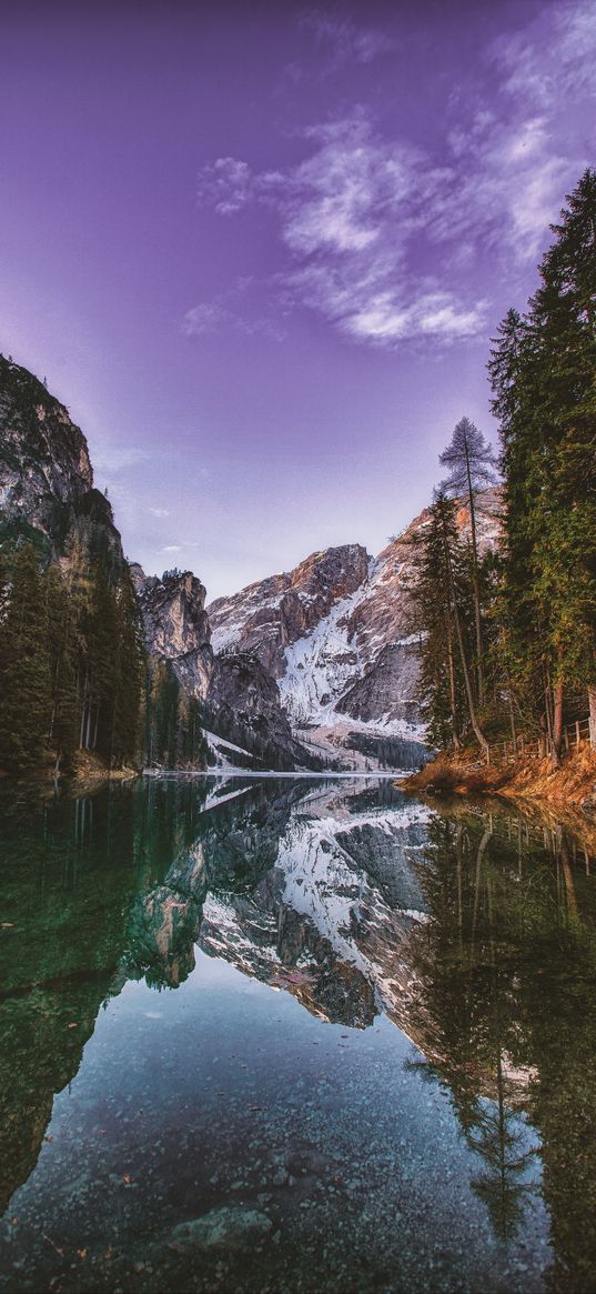 lake, trees, mountain, clear water, reflection, nature