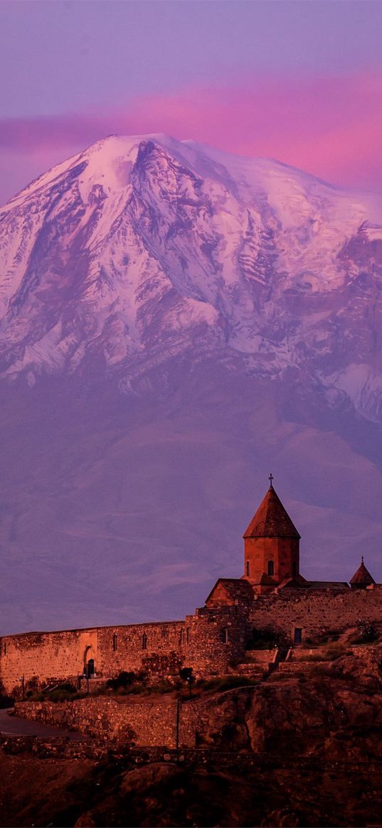 monastery, khor virap, mountain, armenia, landscape