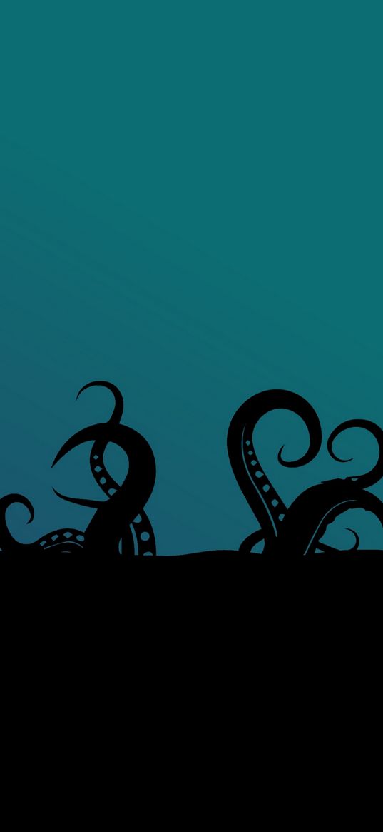 tentacles, octopus, ocean, black