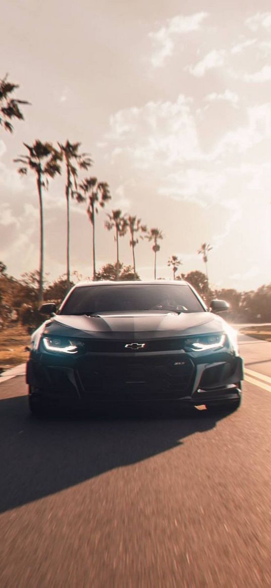 chevrolet camaro, car, road, black