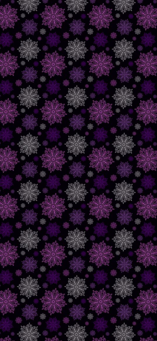 abstraction, snowflakes, pattern, silver, purple