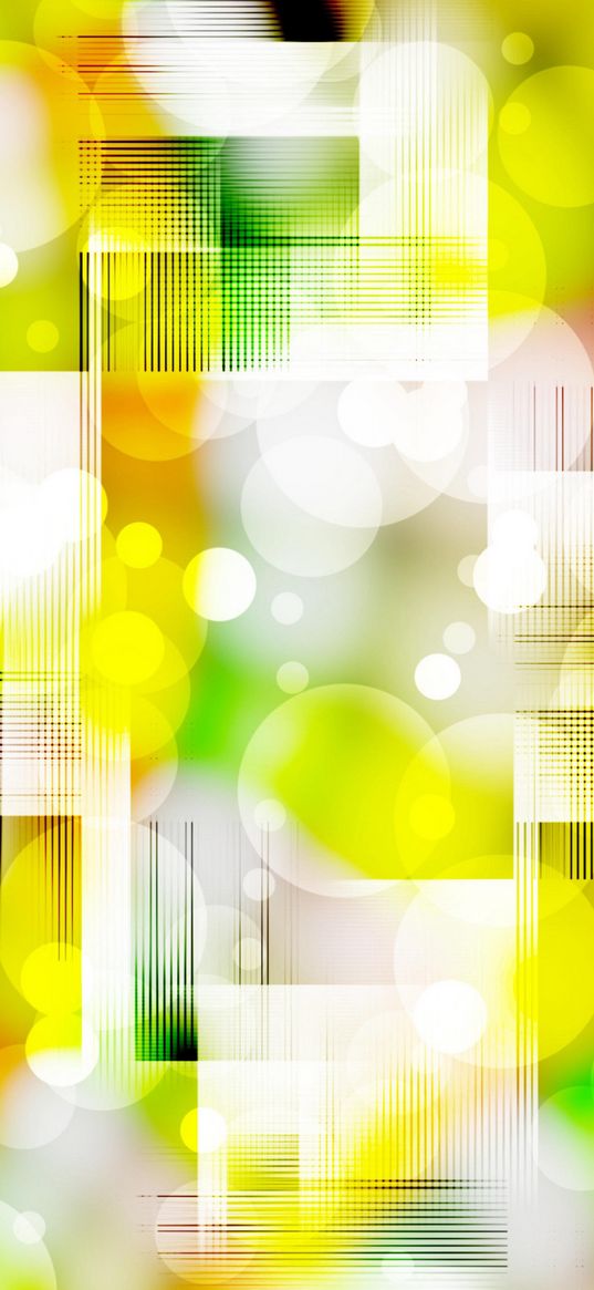 abstraction, shapes, bokeh, yellow, white, green