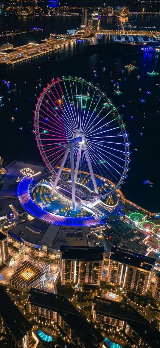 ain dubai wheel, dubai, uae, ferris wheel, aerial view