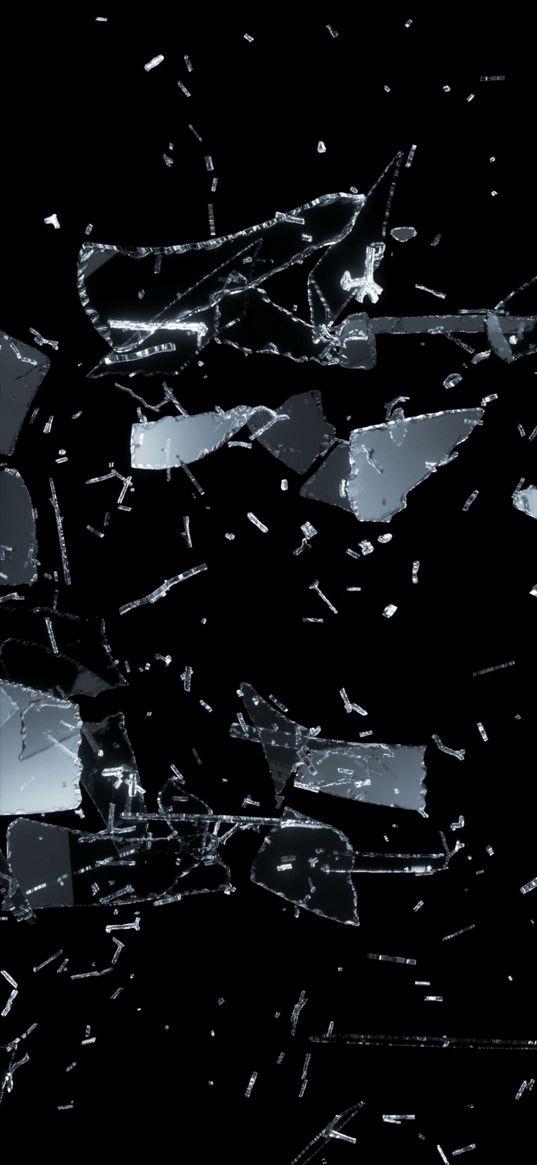 glass, fragments, black background, broken