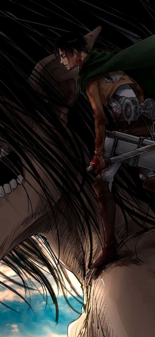 attack on titan, levi, rivai, titan, anime, art