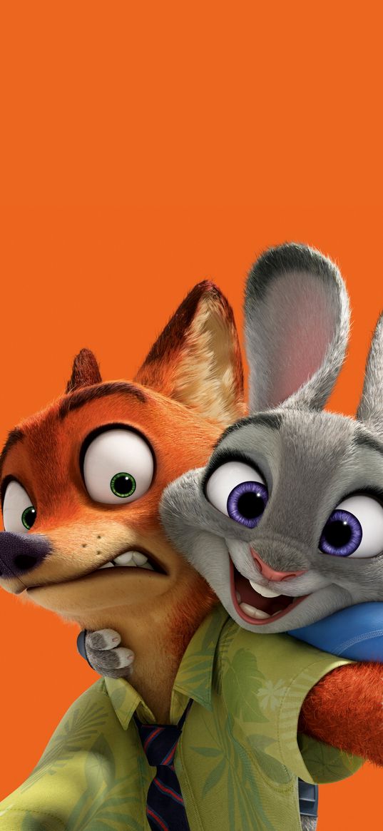 zootopia, fox, rabbit, orange