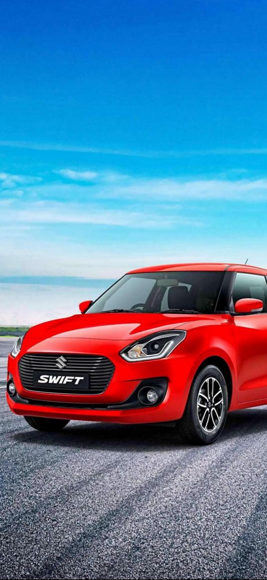 suzuki swift, suzuki, car, red