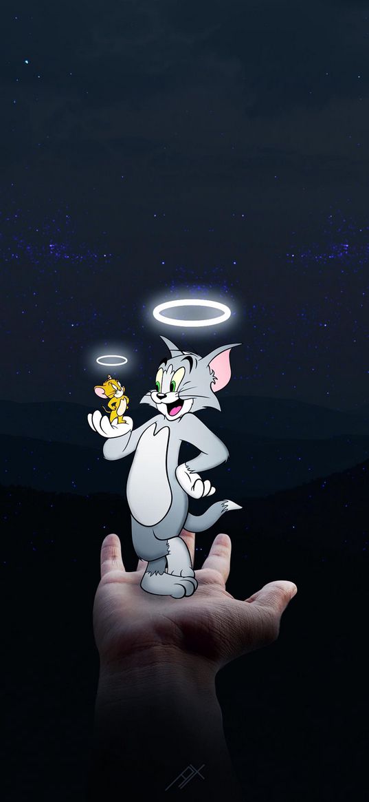 tom and jerry, cartoon, hand