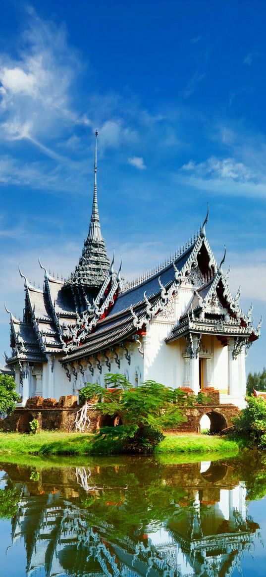 house, sanphet palace nature, thailand, pond