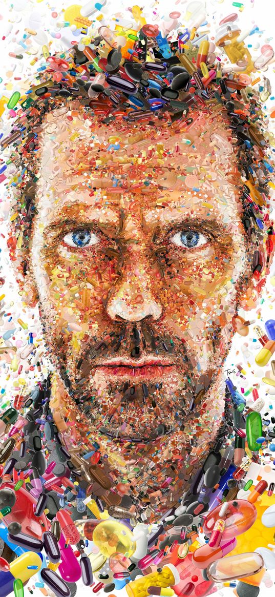 doctor house, digital art, man, pills