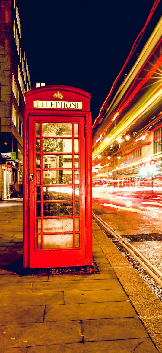 phone, phone booth, lights, metropolis, evening