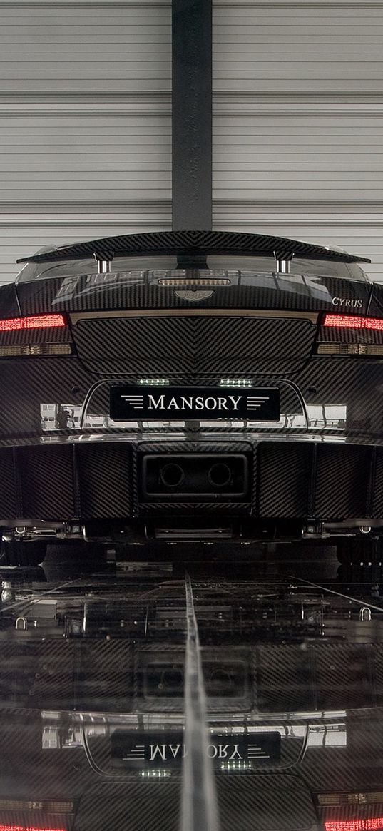 mansory cyrus, 2009, black, rear view, style, sports, cars, reflection