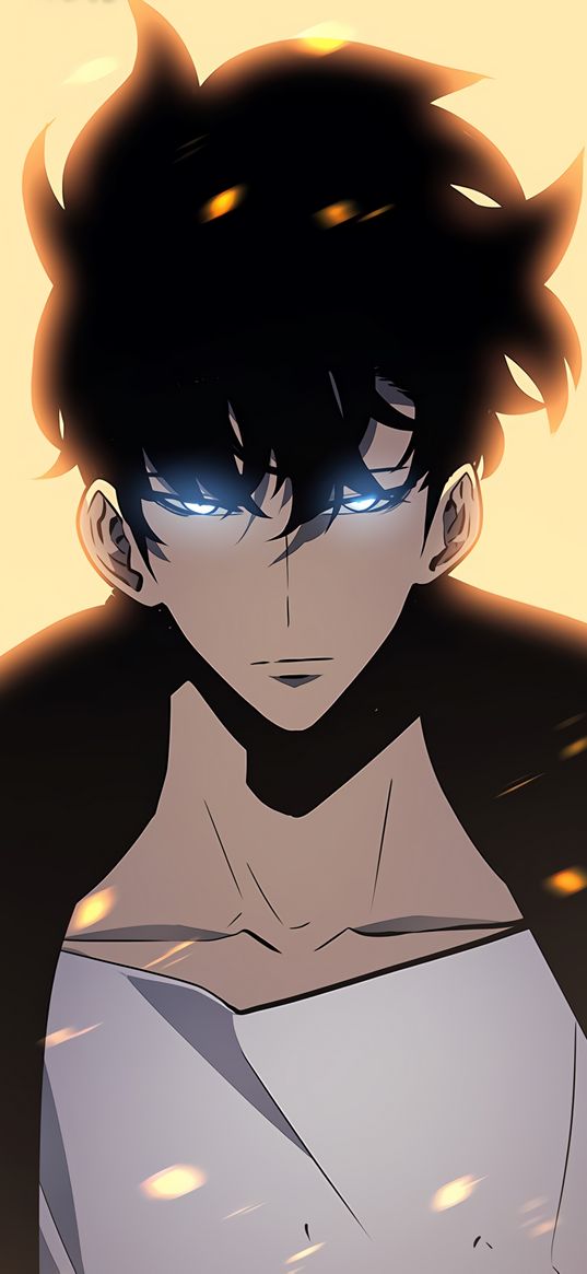 solo leveling, sung jin woo, man, guy, glowing eyes, anime, manga