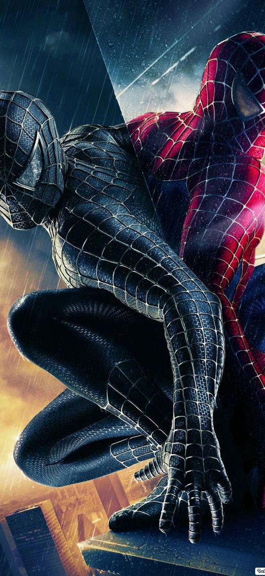 spiderman, spider-man, venom, superhero, marvel, comics, film, reflection