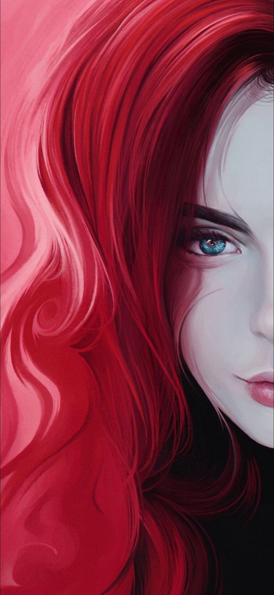 girl, drawing, red hair