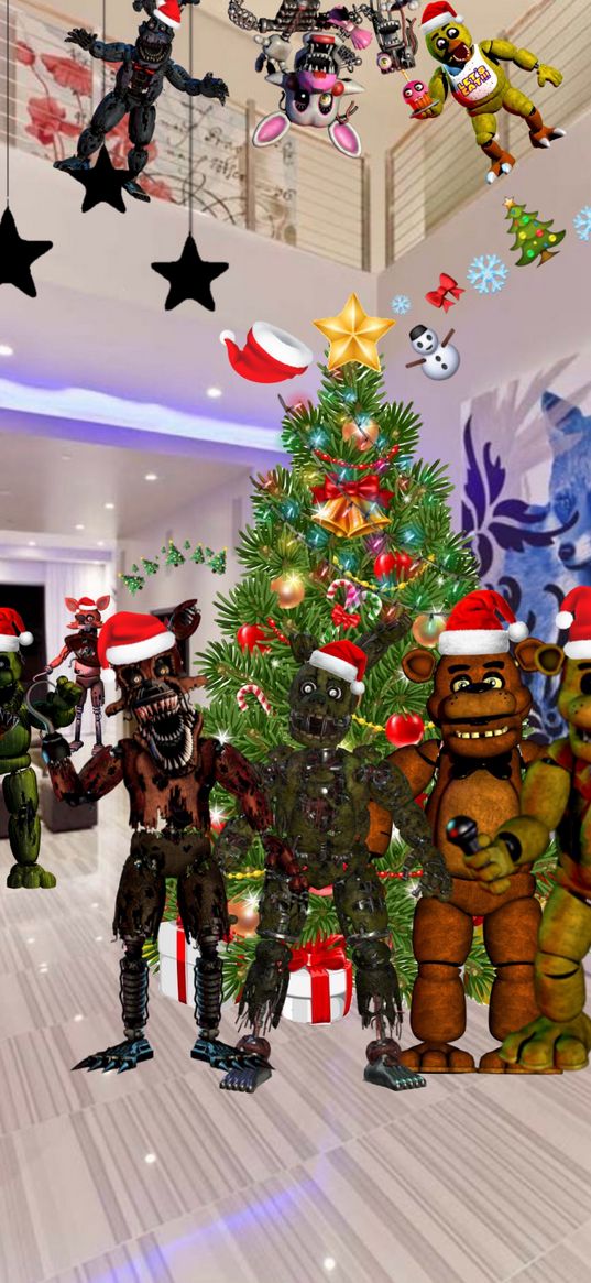 fnaf, springtrap, foxy, tree