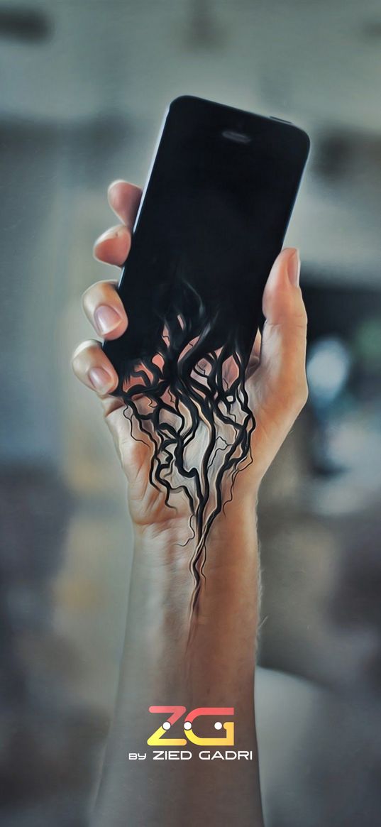 phone, venom, hand, black