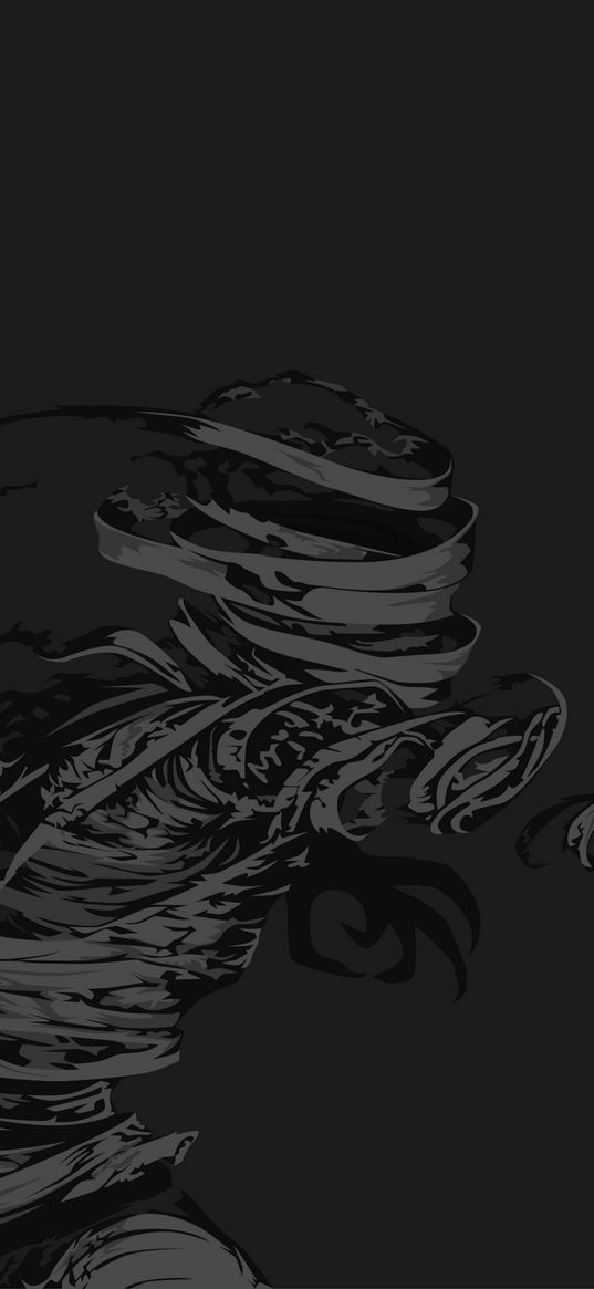 mummy, graphics, black, gray, minimalism