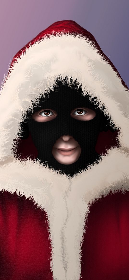 santa claus, balaclava, mask, glance