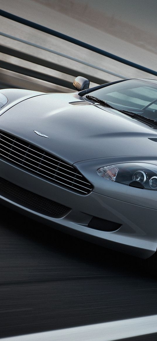 aston martin, db9, 2008, gray, front view, style, sports, cars, speed, asphalt