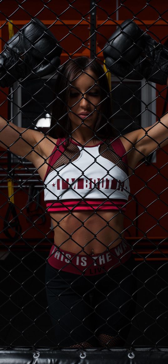 girl, boxing, mesh