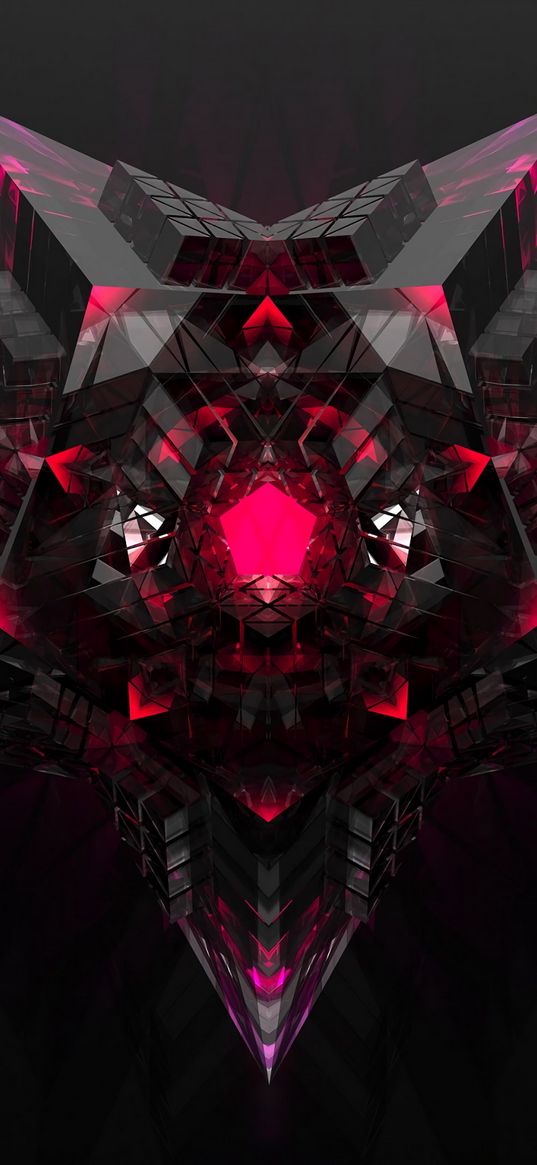 abstraction, figure, crystal, crimson