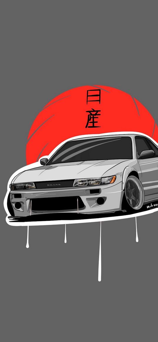 nissan silvia s13, nissan, car, art