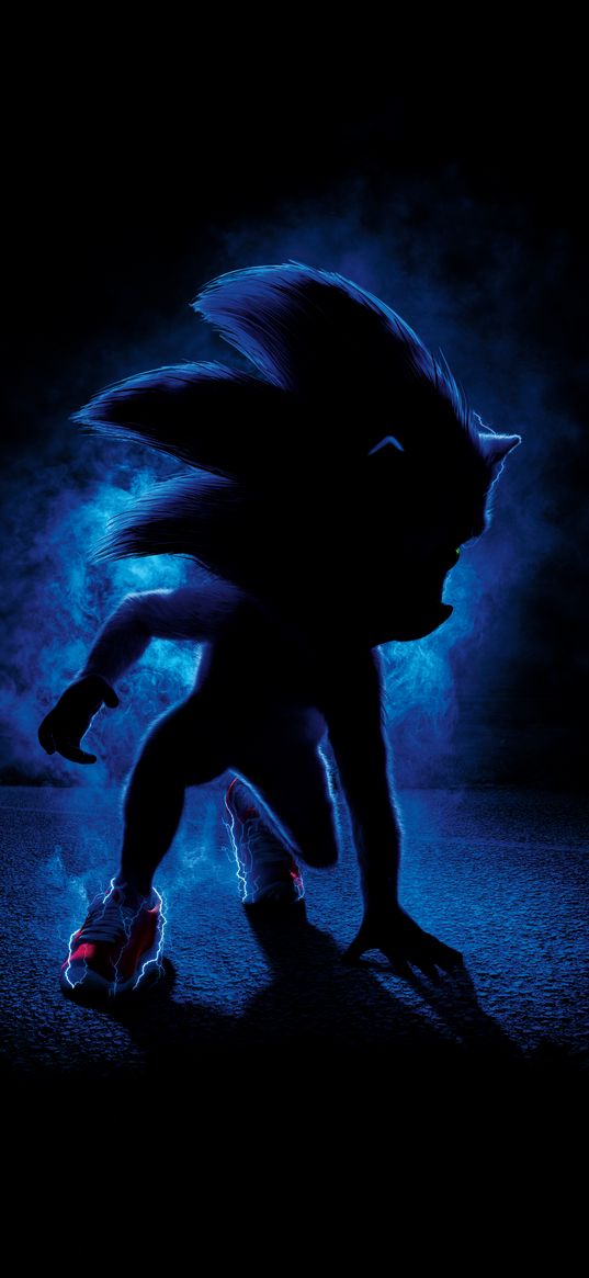 sonic, video game, shadow, silhouette, blue