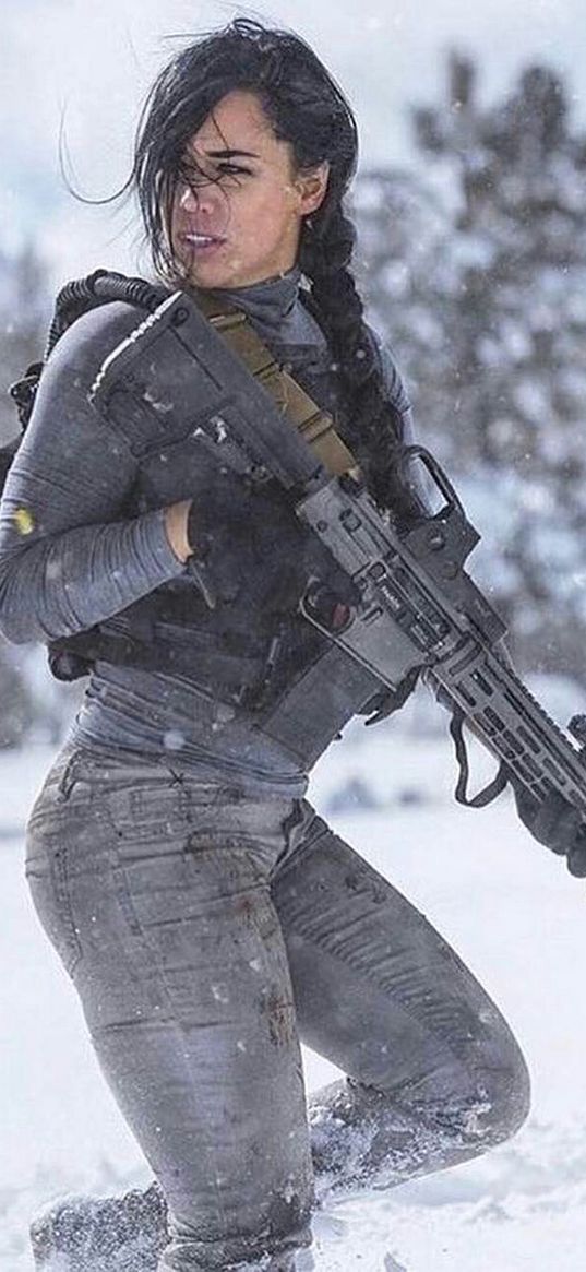 alex zedra, girl, weapons, snow, winter, gaming, game