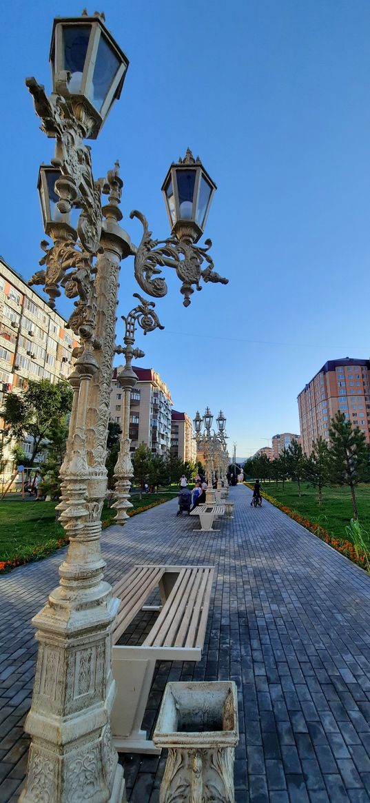 street lamps, street, kaspiysk