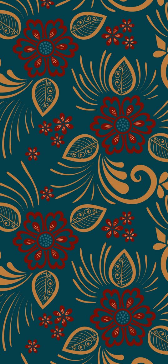 texture, pattern, flowers, red, beige, blue