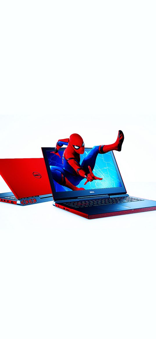 spider-man, spiderman, laptop, superhero, digital, red