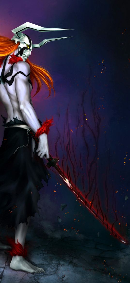 ichigo wasto lord, bleach, hero, monster, fighter, anime, sword