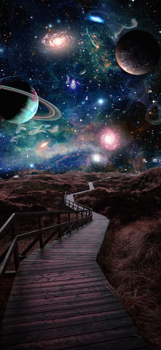 space, planets, galaxies, universe, bridge