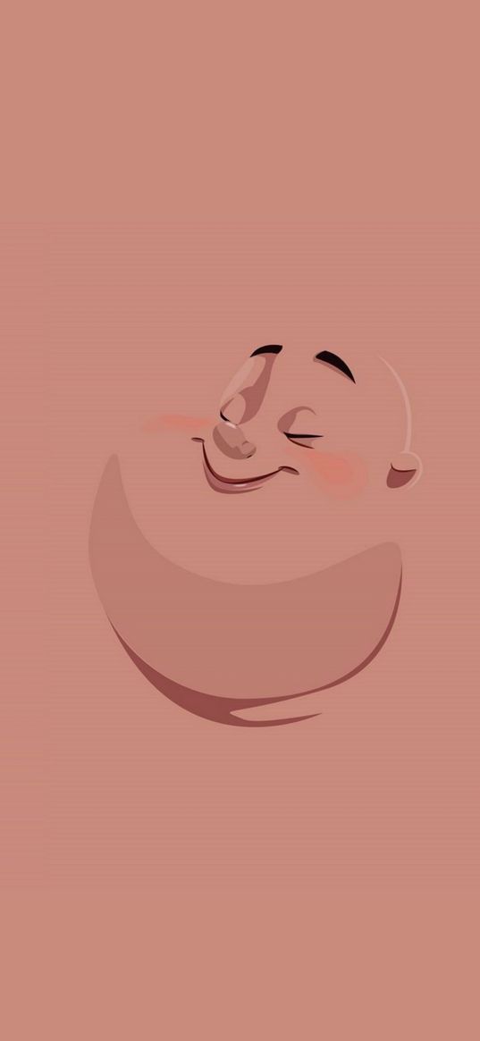 minimalism, face, male, smile, fat man, beige background