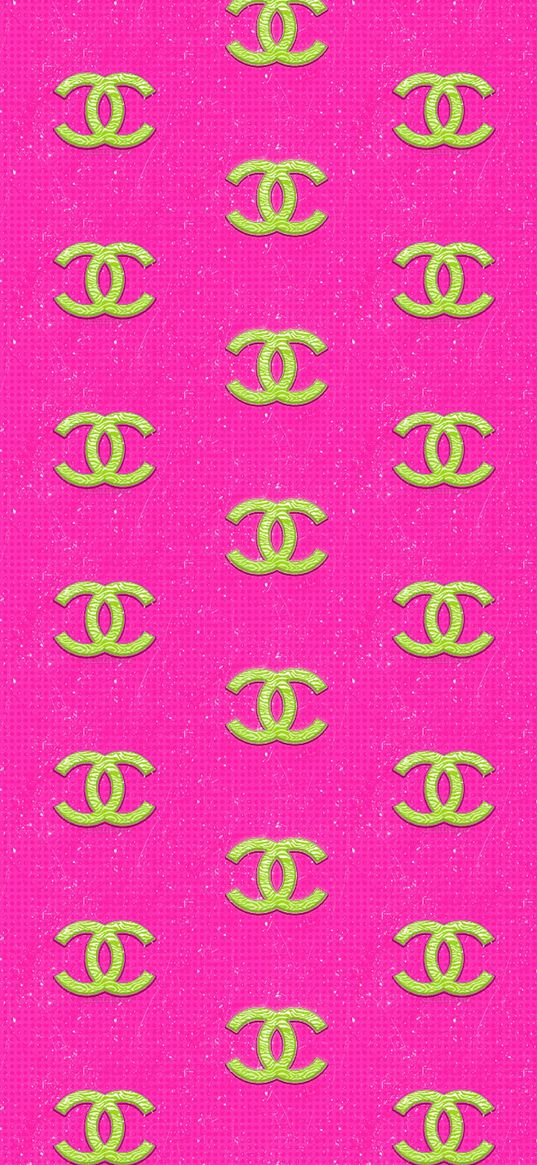 texture, logo, chanel, bright, acid colors, gloss, pink, light green