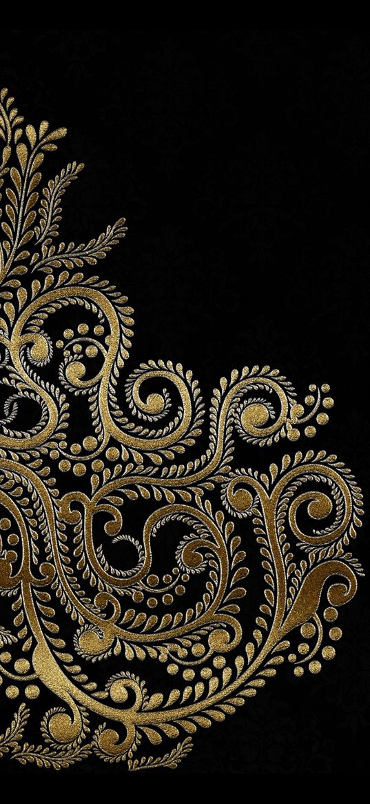 texture, pattern, ornament, monogram, gold, black background